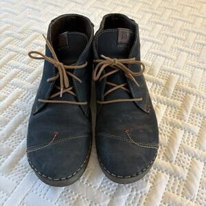 Josef Seibel Fergey 18 Women's Lace Up Blue Leather Ankle Boots Size EU 42 US 11